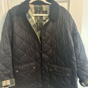Barbour Black Quilted Jacket with Plaid Lining